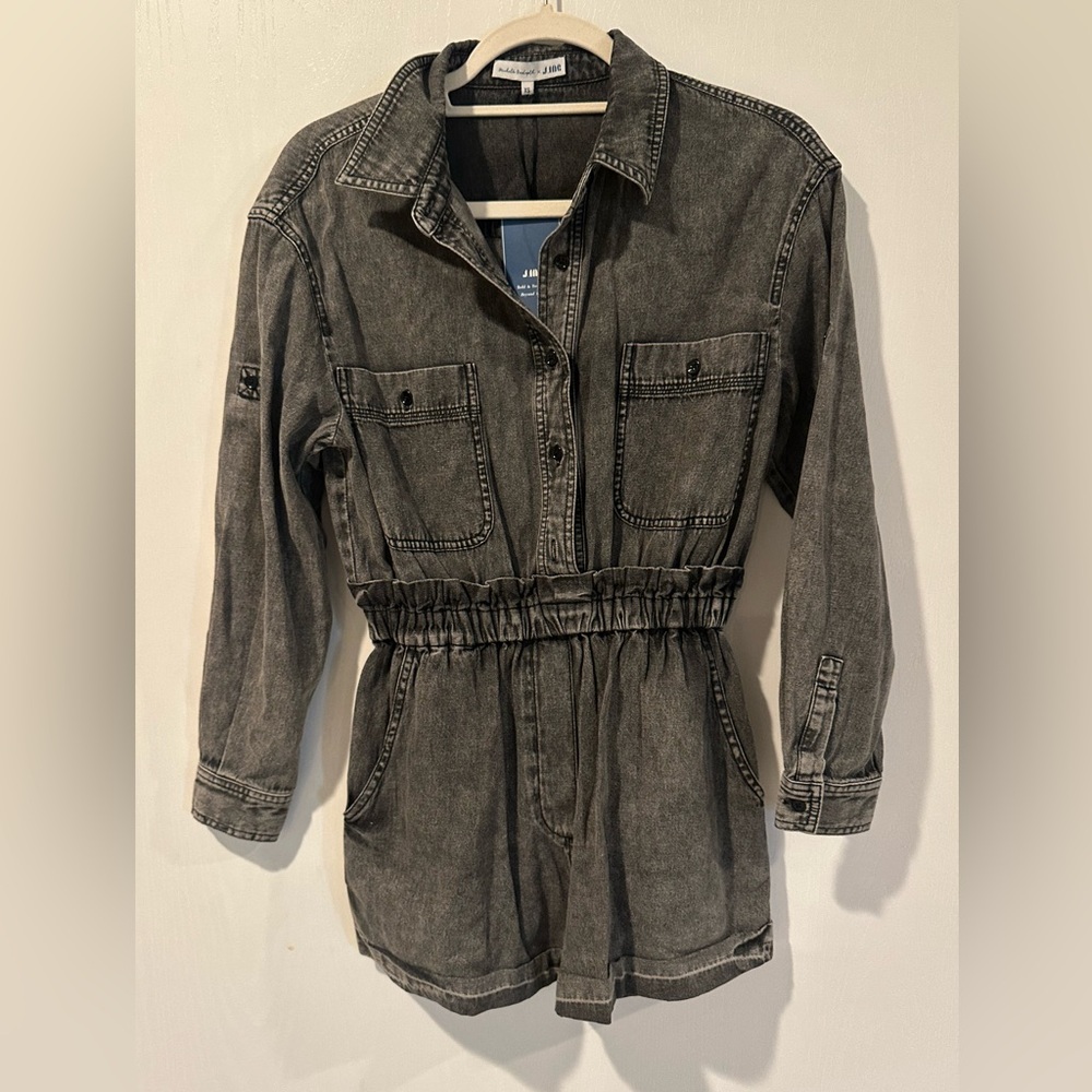 BNWT J.ING Black Acid Wash Romper Sz XS